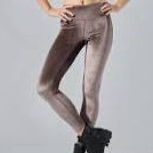 Zara Shimmering Taupe Velvet Leggings